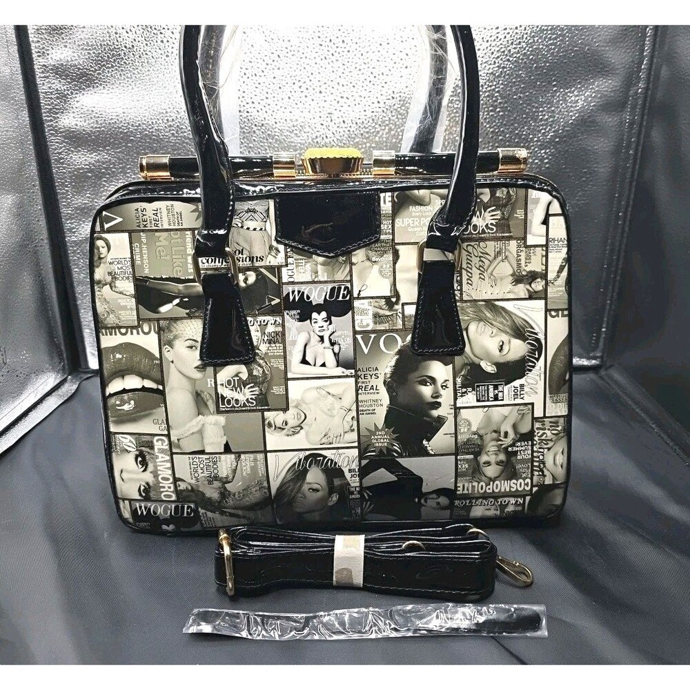 Glossy Magazine R&B Singer Tote Crossbody Purse with Strap